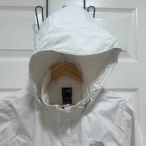 The North Face HyVent White Hooded Rain Jacket Womens XL Lightweight Waterproof - Picture 4 of 10